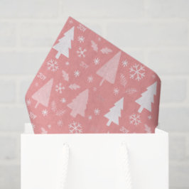 モダンピンクのクリスマスツリーパターンホリデー 薄葉紙