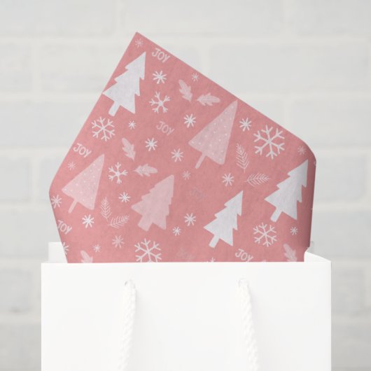モダンピンクのクリスマスツリーパターンホリデー 薄葉紙 (ギフトバッグ)