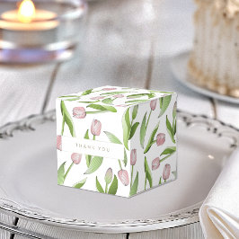 モダンピンクのチューリップの花　感謝のパーティー フェイバーボックス