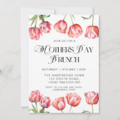 モダンピンクのチューリップ フラワーマザーズデイブランチ 招待状 (正面)