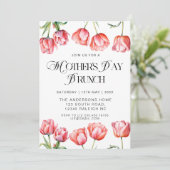 モダンピンクのチューリップ フラワーマザーズデイブランチ 招待状 (スタンド正面)