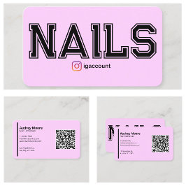 モダンピンクのネイル技術者テンプレート 名刺