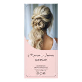 モダンピンクのヘアスタイリスト価格表 ラックカード (正面)