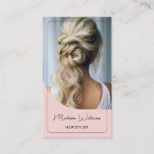 モダンピンクのヘアスタイリスト 予約カード (正面)