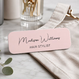 モダンピンクのヘアスタイリスト 名札