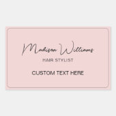 モダンピンクのヘアスタイリスト 長方形シール (正面)