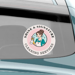 モダンピンクのメイド掃除サービス車用ビニールデカール シール