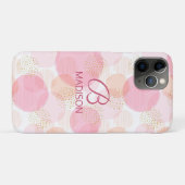 モダンピンクの女の子らしいギラギラモノグラム オーダーメイド Case-Mate iPhoneケース (裏面(横))