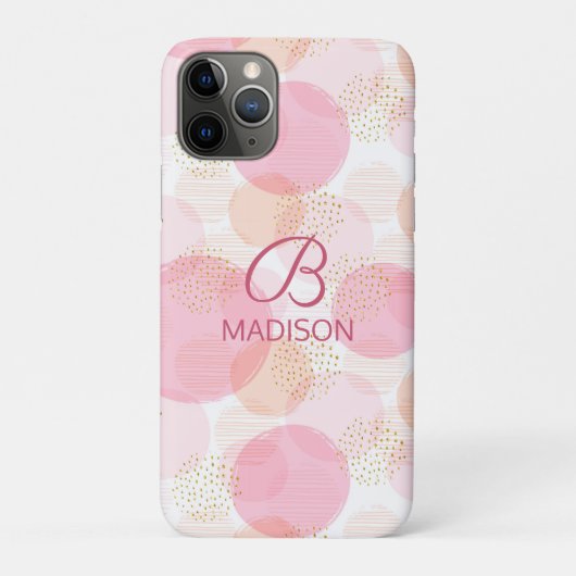 モダンピンクの女の子らしいギラギラモノグラム オーダーメイド Case-Mate iPhoneケース (裏)