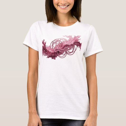 モダンピンクの抽象芸術Tシャツ Tシャツ (正面)