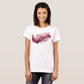 モダンピンクの抽象芸術Tシャツ Tシャツ (正面フル)