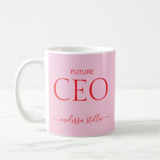 モダンピンクの未来のCEOネーム | フェミニンなギフト コーヒーマグカップ