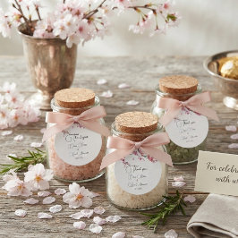 モダンピンクの桜の水彩ウェディング フェイバータグ