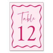 モダンピンクの波状結婚枠 テーブルナンバー (正面)