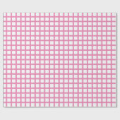 モダンピンクの白い市松模様の格子縞 ラッピングペーパー (フラット)