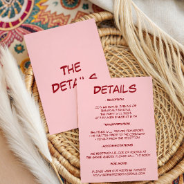 モダンピンクの結婚式詳細カード エンクロージャーカード
