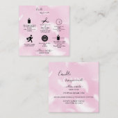 モダンピンクの羽気に蝋燭 スクエア名刺 (正面/裏面)