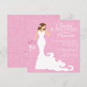 モダンピンクの花嫁 ワインブライダルシャワー 招待状 (正面/裏面)