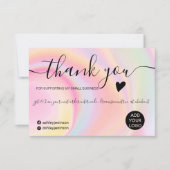 モダンピンクの虹のユニコーン大理石の命感謝してい前 サンキューカード (正面)