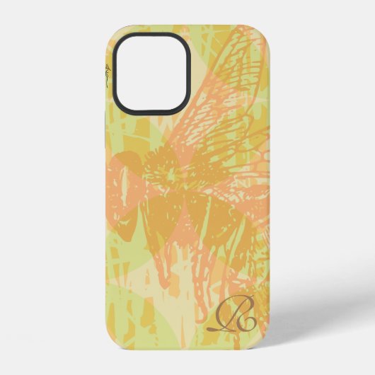モダンピンクの蜂とモノグラム iPhoneケース (裏面)