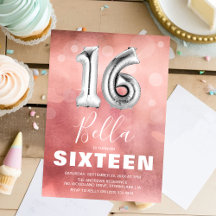 モダンピンクの16バルーンガール誕生日パーティー