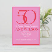 モダンピンクの50歳の誕生日パーティー 招待状 (スタンド正面)