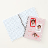 モダンピンクの「Fa La La」クリスマスフォト ノートブック (内部)