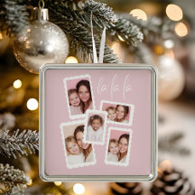 モダンピンクの「Fa La La」マルチフォトクリスマス