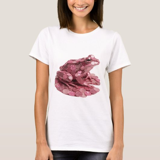 モダンピンクのPINK FROGデザイン Tシャツ (正面)