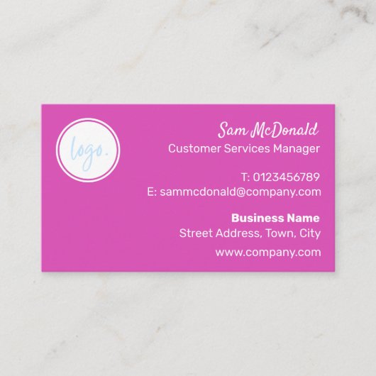 モダンピンクはっきりしたカラー事業ロゴ会社ブランド 名刺 (正面)