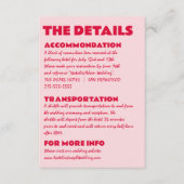 モダンピンクはっきりしたレッドユニークブライト結婚詳細 エンクロージャーカード (正面)