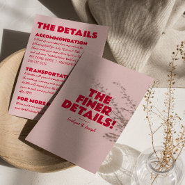 モダンピンクはっきりしたレッドユニークブライト結婚詳細 エンクロージャーカード