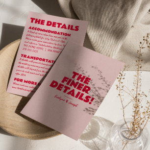 モダンピンクはっきりしたレッドユニークブライト結婚詳細 エンクロージャーカード