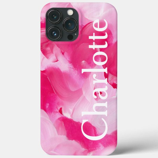 モダンピンクアブストラクトブラシストローク名入れ Case-Mate iPhoneケース (裏面)