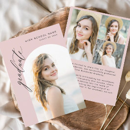 モダンピンクアーチ科シンプル学写真卒業 案内状