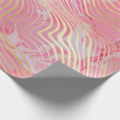 モダンピンクアートの金ゴールド曲ストライプがり ラッピングペーパー (角)