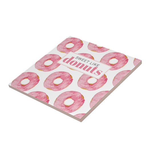モダンピンクウォーターカラースイートライクドナッツ引用文 タイル (側面)