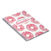 モダンピンクウォーターカラースイートライクドナッツ引用文 ノートブック (右側)