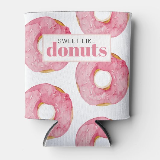モダンピンクウォーターカラースイートライクドナッツ引用文 缶クーラー (正面)