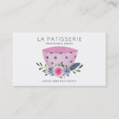 モダンピンクウォーター色フローラベーカリーパティシエ 名刺 (正面)