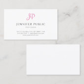 モダンピンクエレガントモノグラムお洒落デザイントレンディー 名刺 (正面/裏面)