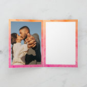 モダンピンクオレンジ水彩結婚式写真 サンキューカード (内部)