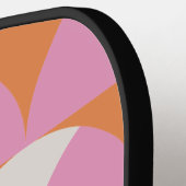 モダンピンクオレンジ色の幾何パーソナライズされた品 ピックルボールラケット (左詳細)