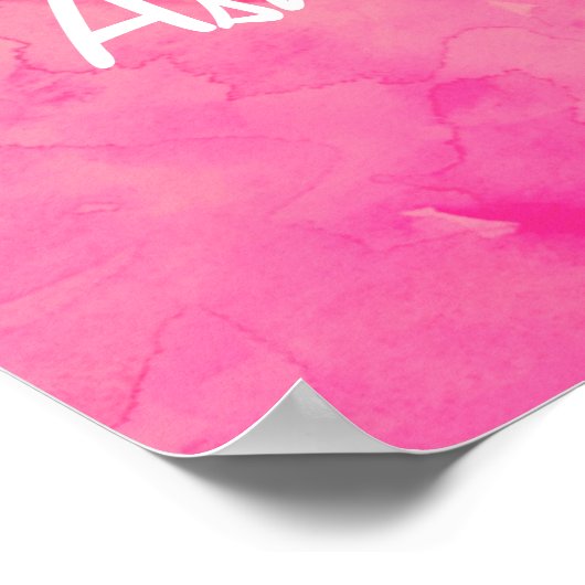 モダンピンクオレンジ色の水の色の結婚タイポグラフィ ポスター (角)