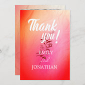 モダンピンクオレンジ色の水色感謝していタイポグラフィU 招待状 (正面/裏面)