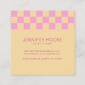 モダンピンクオ市松模様にレカスタムンジ会社のロゴ スクエア名刺 (裏面)
