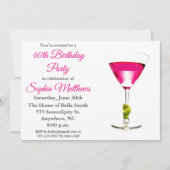 モダンピンクカクテル誕生日パーティー 招待状 (正面)