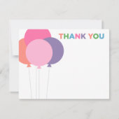 モダンピンクカラフルバースデーパーティー風船 サンキューカード (正面)