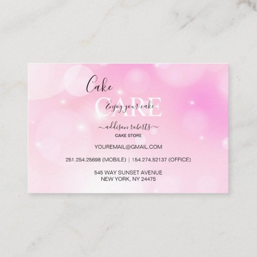 モダンピンクガーリーグラデーショ気にンケーキ車 名刺 (裏面)