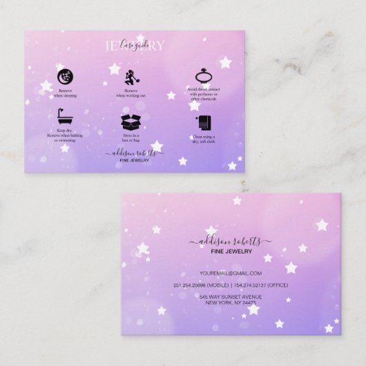 モダンピンクガーリーグラデーショ気にンジュエリー事業C 名刺 (正面/裏面)